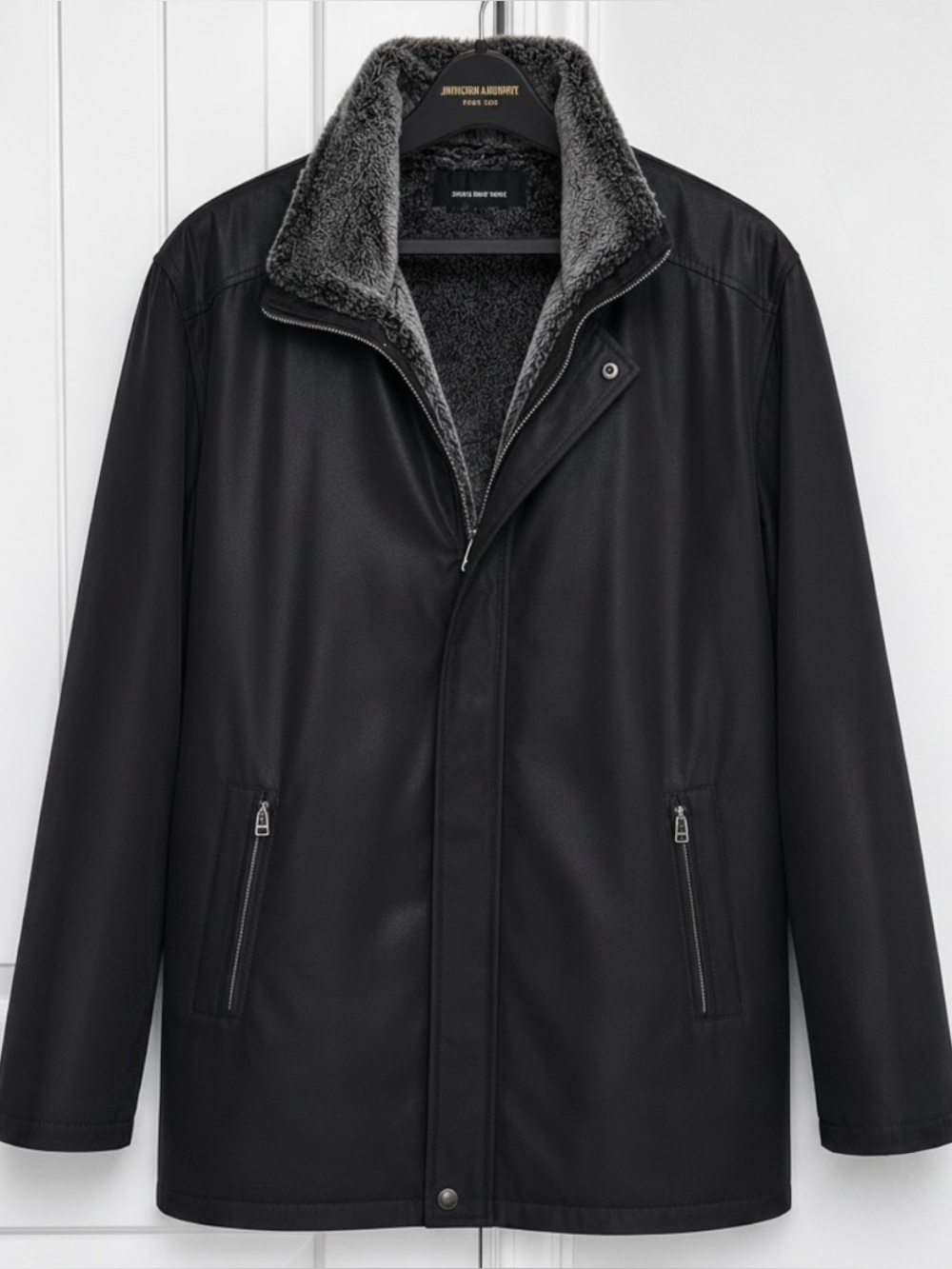 Jones New York Men’s Coat Removable Faux Fur Lining Gray Size L